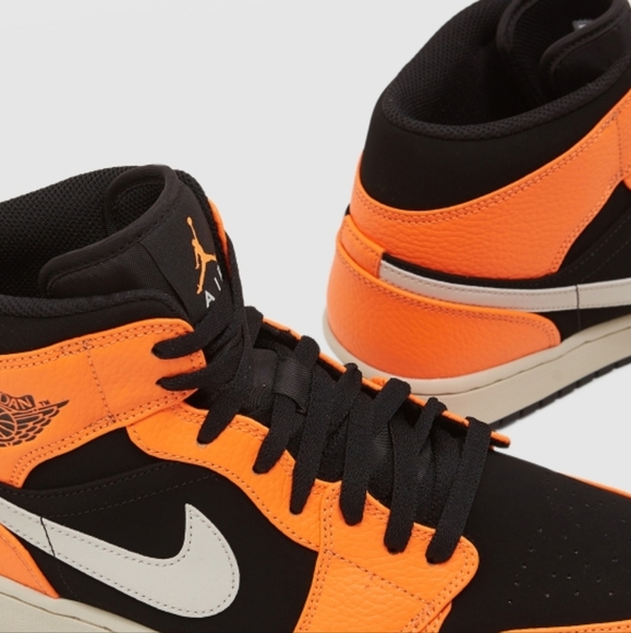 Air Jordan 1 Mid Size 10 Mens Black/ Cone - Picture 3 of 12